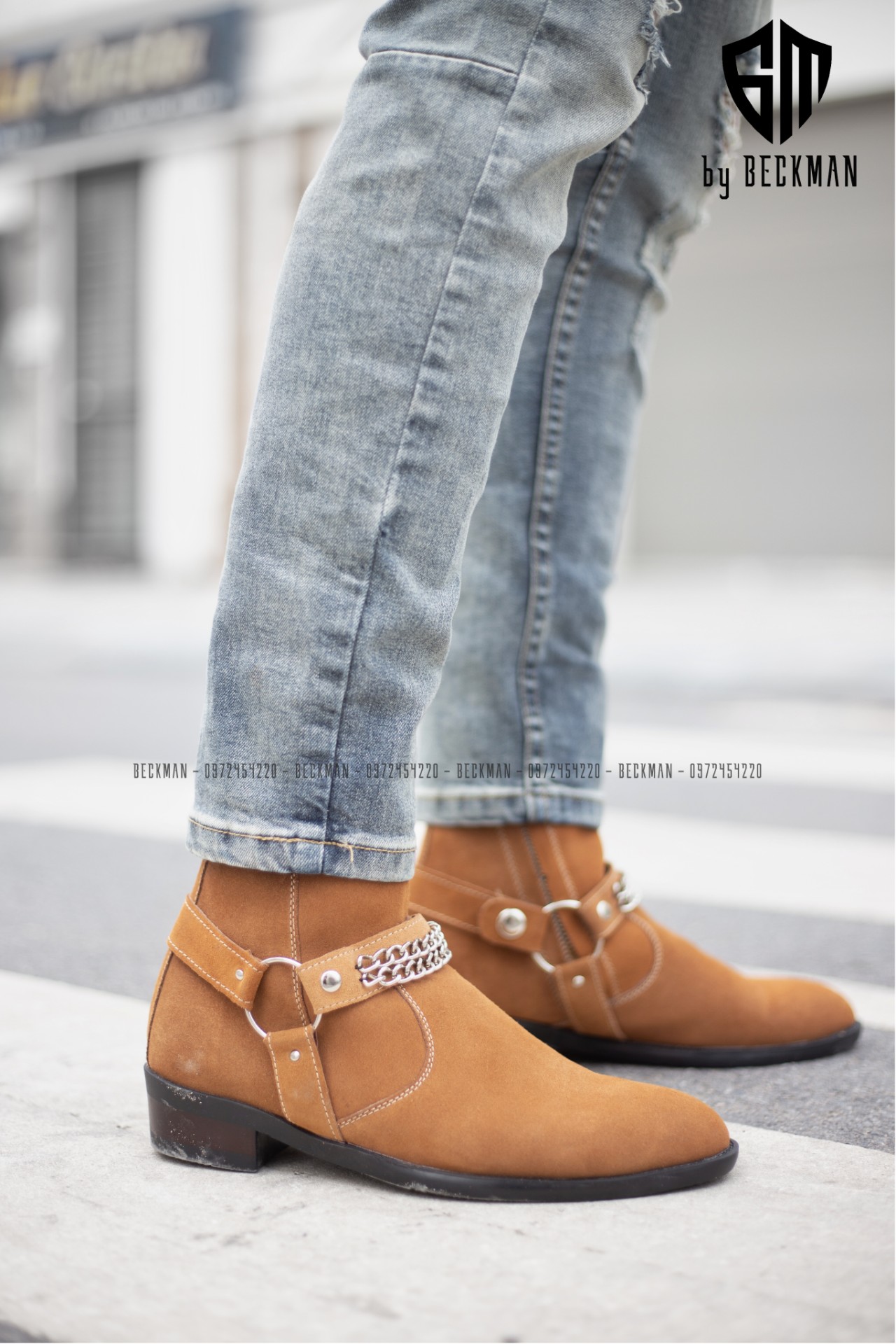 Giày nam Harness Boots Da Bò Lộn Đế Cao Su Cao Cấp BẢO HÀNH 12 THÁNG. Tặng Phụ Kiện