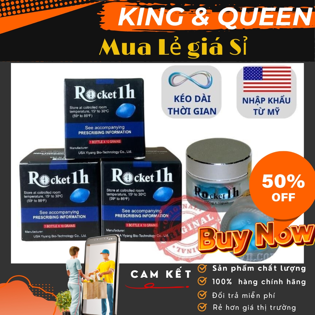  Hộp 10 viên uống Rocket 1H Mỹ Chính hãng-Che tên _Giúp Bổ Thận Tráng Dương,Hỗ trợ tăng cường sinh lực nam 