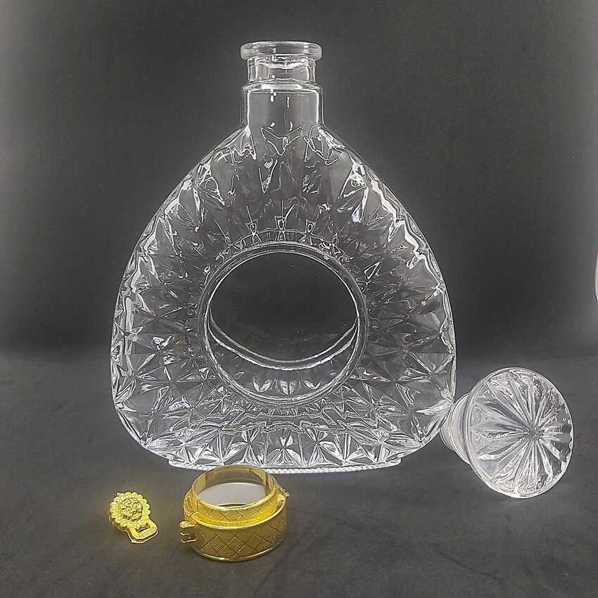 Vỏ Chai Rượu Đẹp 500ML (combo 2 cái) cao cấp mẫu x-o tam giác nắp thủy tinh đặc – Chai Đựng Rượu Đẹp – Chai Thủy Tinh Đựng Rượu (C1)