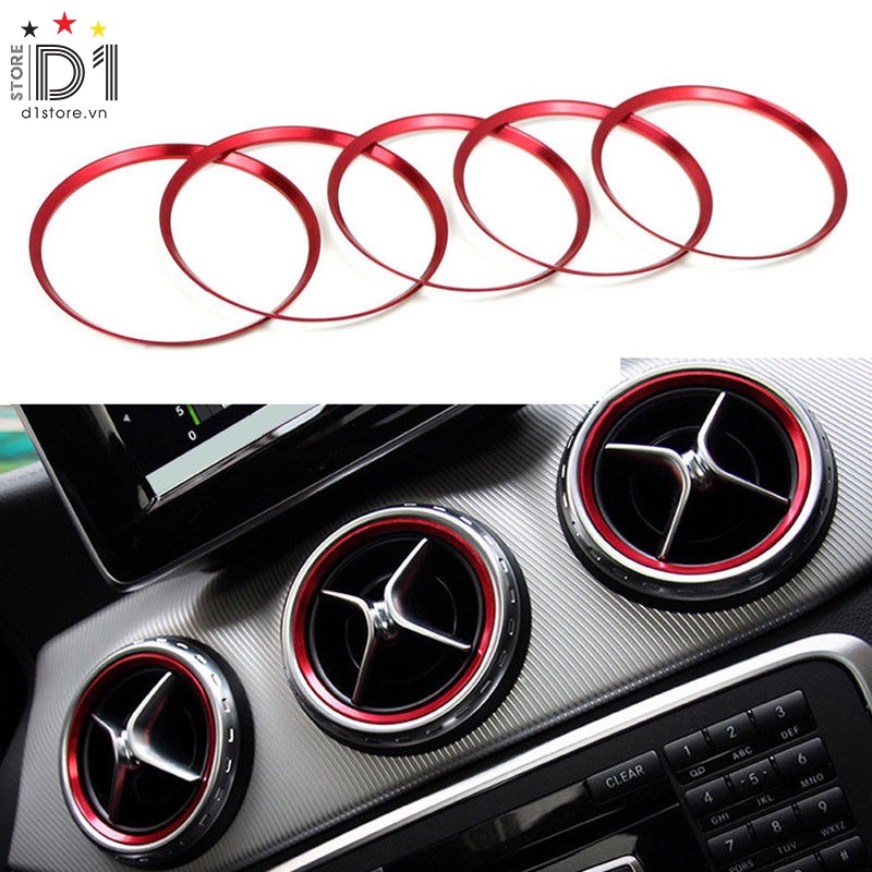 Set 5 vòng đệm trang trí cửa gió điều hòa xe mercedes benz a/cla/gla-class