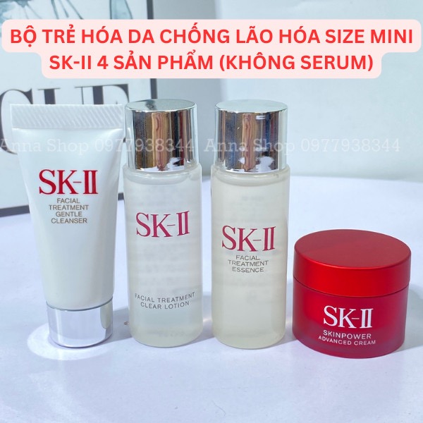Bộ dưỡng trẻ hóa da chống lão hóa size mini SK-II/ SK2/ SKII 4 sản phẩm - Bộ dưỡng da skii size mini giúp làm săn chắc da, xóa nếp nhăn, se khít lỗ chân lông, giúp da căng mịn, trẻ trung