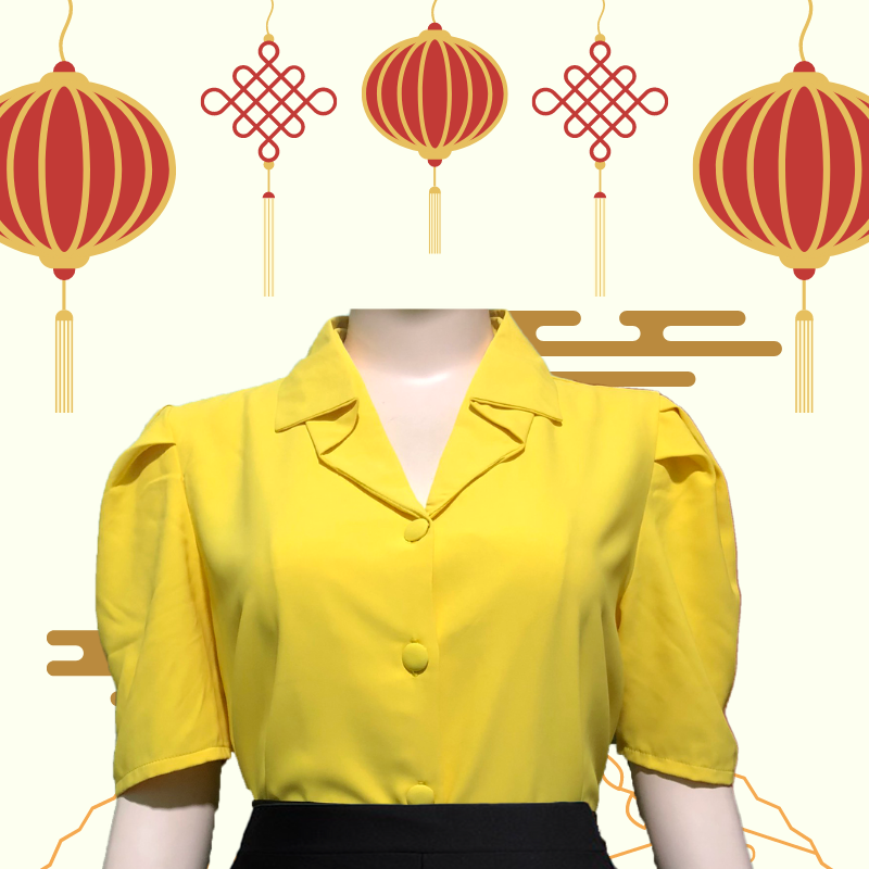 Áo sơ mi cổ kiểu nữ trung niên vải lụa ý cao cấp