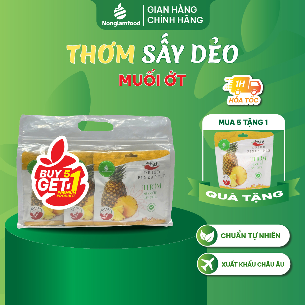 [Mua 5 Tặng 1] Combo 5 túi thơm muối ớt sấy dẻo Nonglamfood 75g | Ăn vặt văn phòng