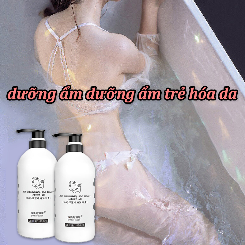 Sữa tắm làm trắng da dưỡng ẩm và làm mịn cơ thể Làm trắng nhanh chóng 820ml sữa bò dưỡng ẩm tắm thậm chí da, hương thơm lâu dài, mềm mại, cơ thể, bụi bẩn, vi khuẩn, làm trắng da Cải thiện da khô, làm cho da mịn màng