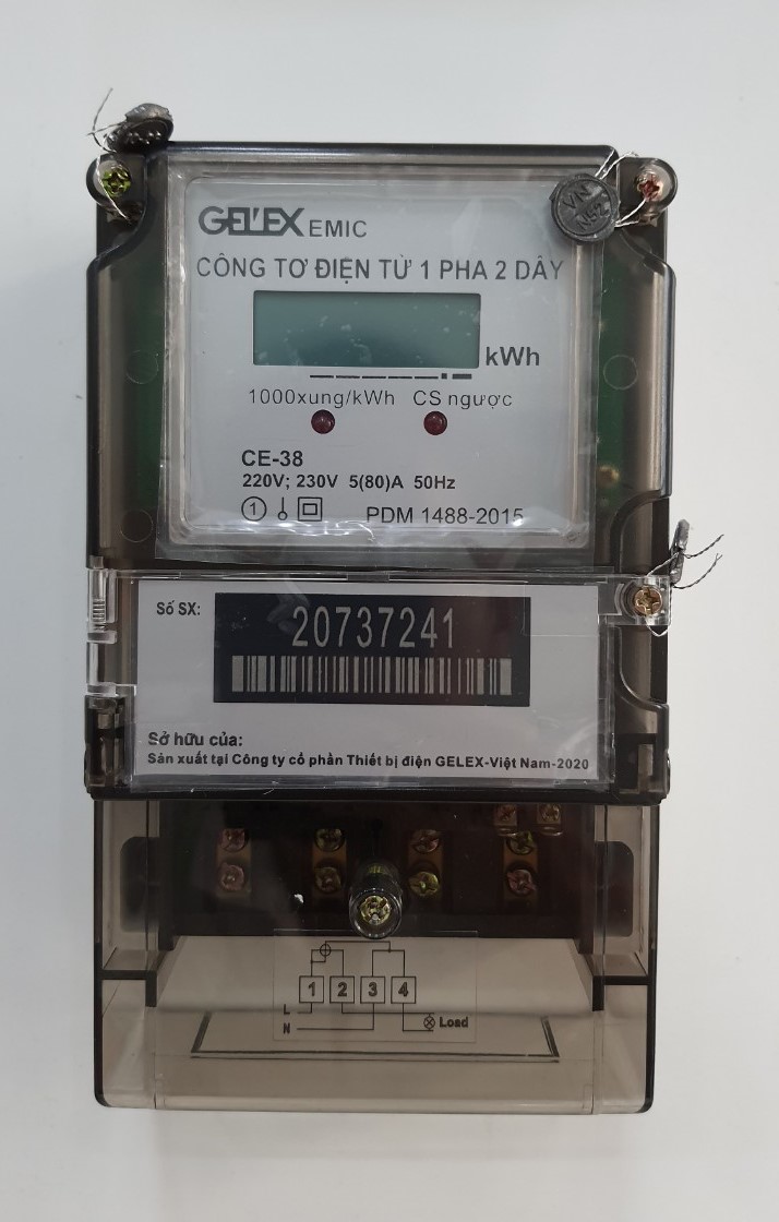 Công Tơ Điện Tử 1 Pha EMIC CE-38. Nhỏ gọn, mẫu mã đẹp, cấp chính xác cao. Dùng thay thế cho đồng hồ cơ truyền thống