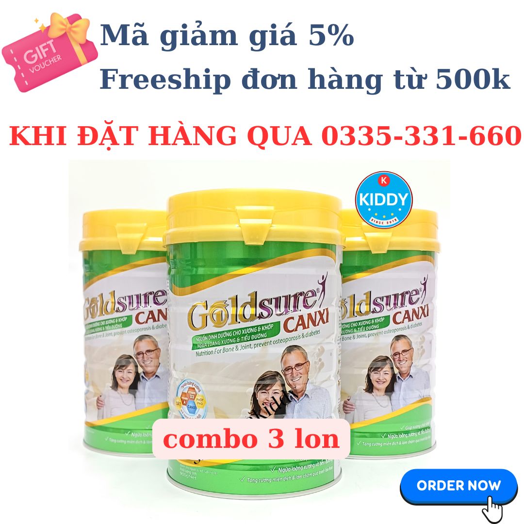 [FREESHIP+MGG]Combo 3 lon sữa Goldsure canxi ngừa loãng xương 900g dành cho người già