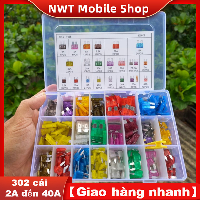 Hộp cầu chì thập cẩm ô tô, xe máy 302 cái lớn nhỏ từ 2A đến 40Acầu chì xe máy