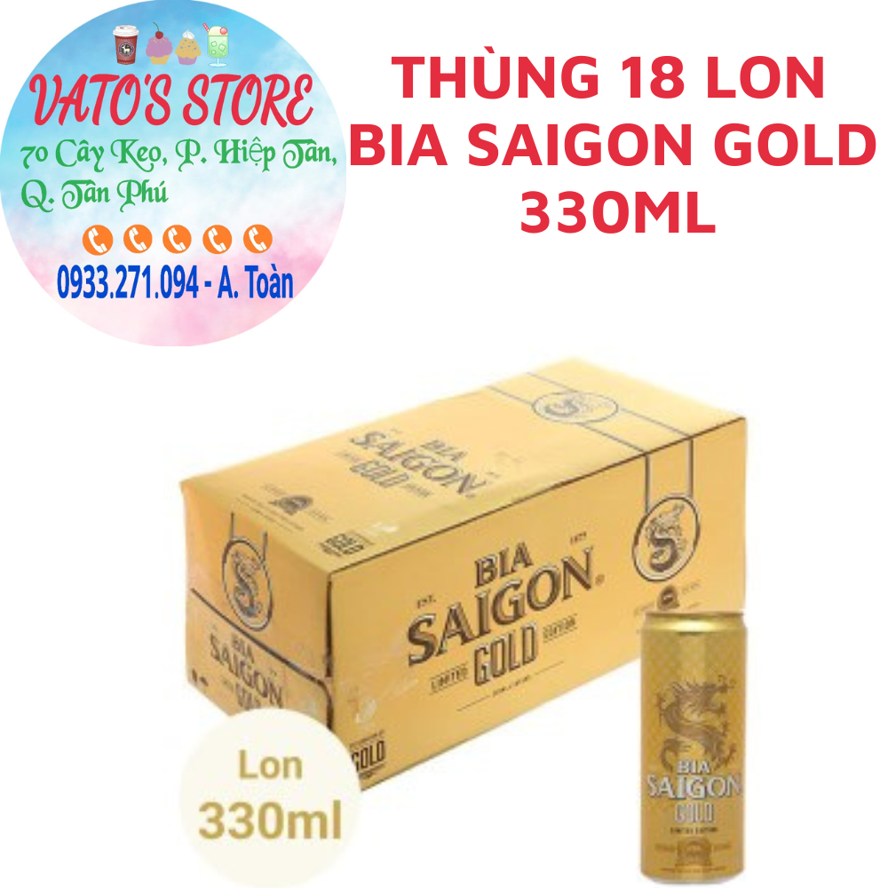 Thùng 18 lon bia sài gòn gold 330ml / lốc 6 lon bia saigon gold 330ml