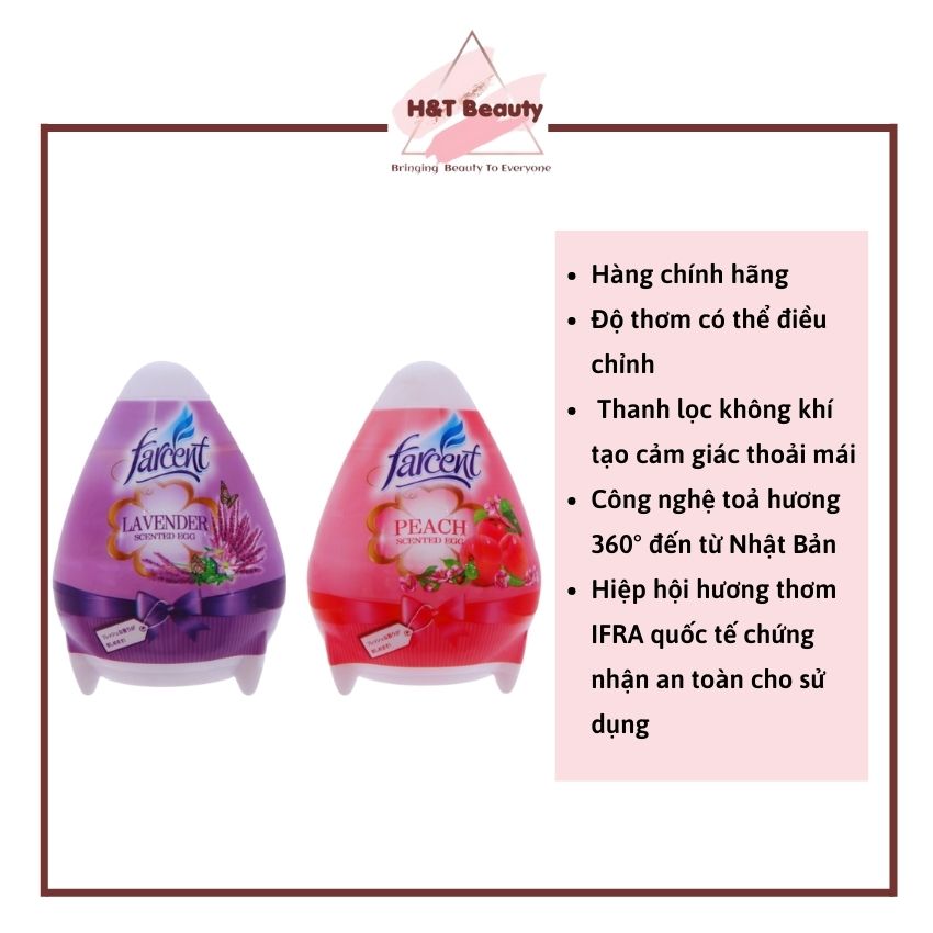 Sáp thơm phòng farcent hình trứng, sáp thơm khử mùi thơm phòng 170gr, hương nước hoa cao cấp giúp khử mùi lưu hương lâu - h&t beauty mỹ phẩm chính hãng