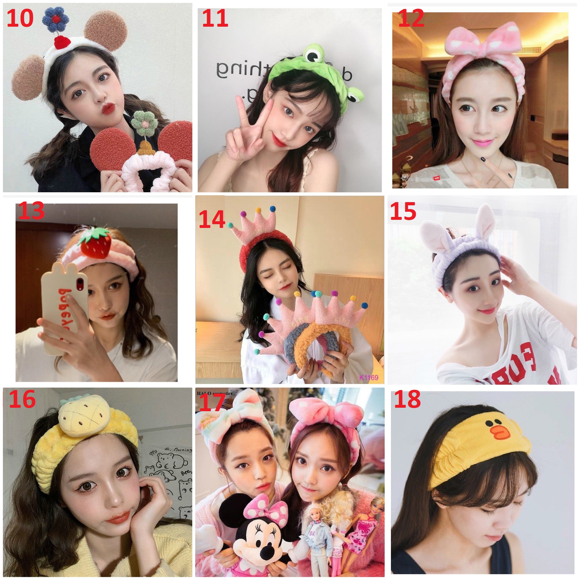 (ĐƯỢC LỰA MẪU) Băng Đô Turban 3D Cài Tóc Nữ Siêu Dễ Thương Vải Bông Nhung Dày Dặn Mẫu 10 - 18