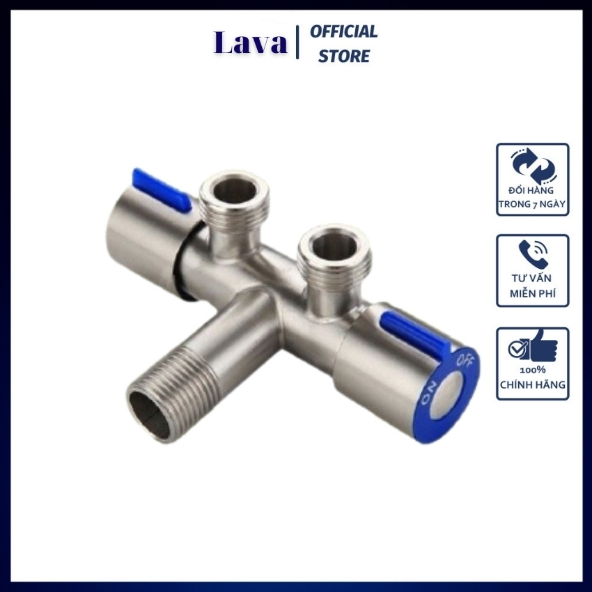 [FreeShip]Van nước 2 cổng xả có điều khiển riêng biệt dạng vòi chia 2 đường nước, đầu ra 21mm, inox không rỉ-LavarStore