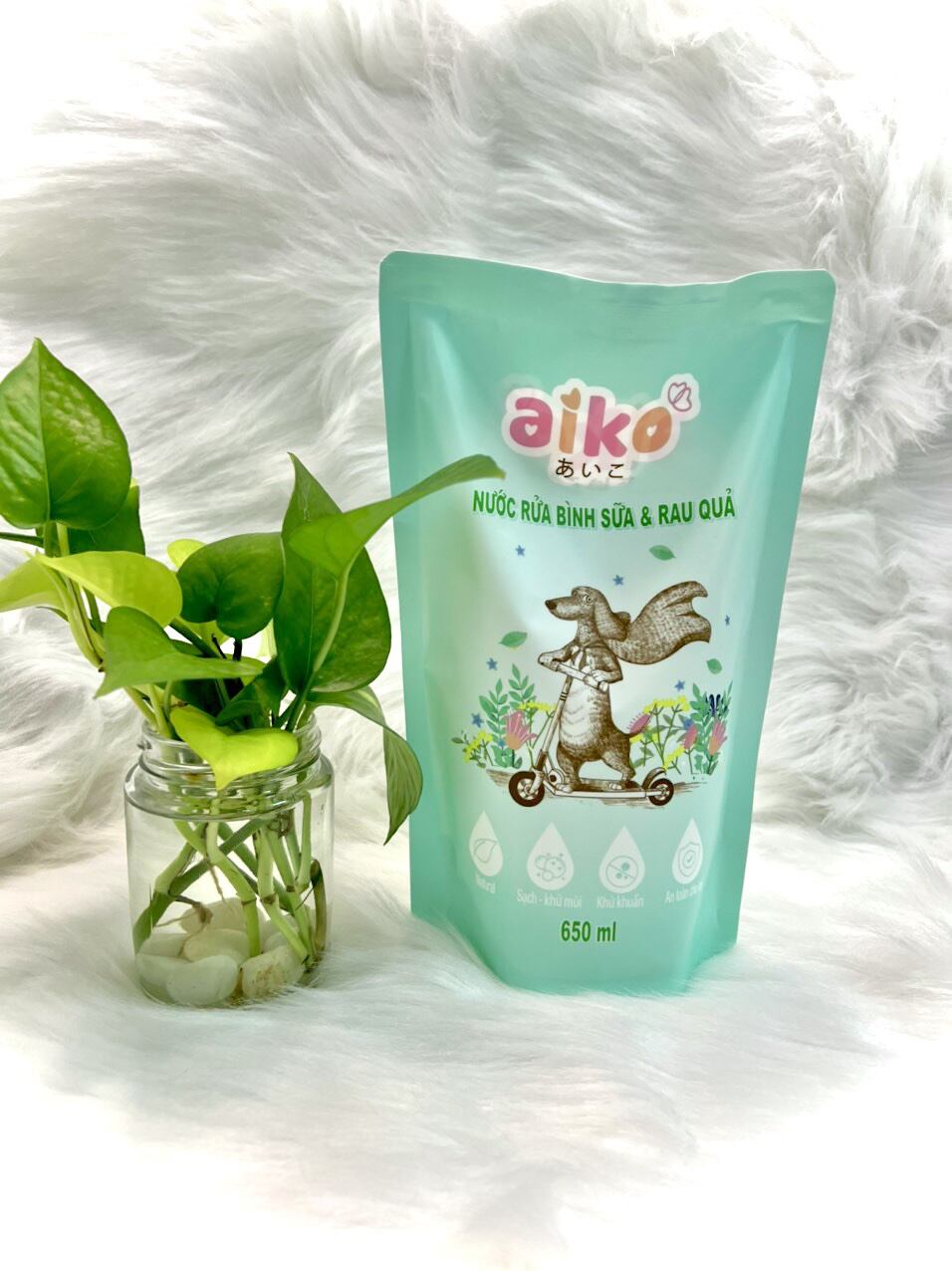 Túi nước rửa bình sữa và rau quả Aiko 650ml Việt Nam - Phụ kiện vệ sinh bình sữa , đồ dùng ăn dặm cho bé