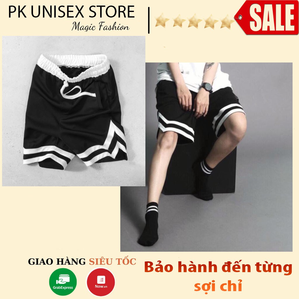 Quần short đùi nam chữ v 2 sọc, quần short unisex line 2v ngược unisex hàng loại 1 pkunisexstore