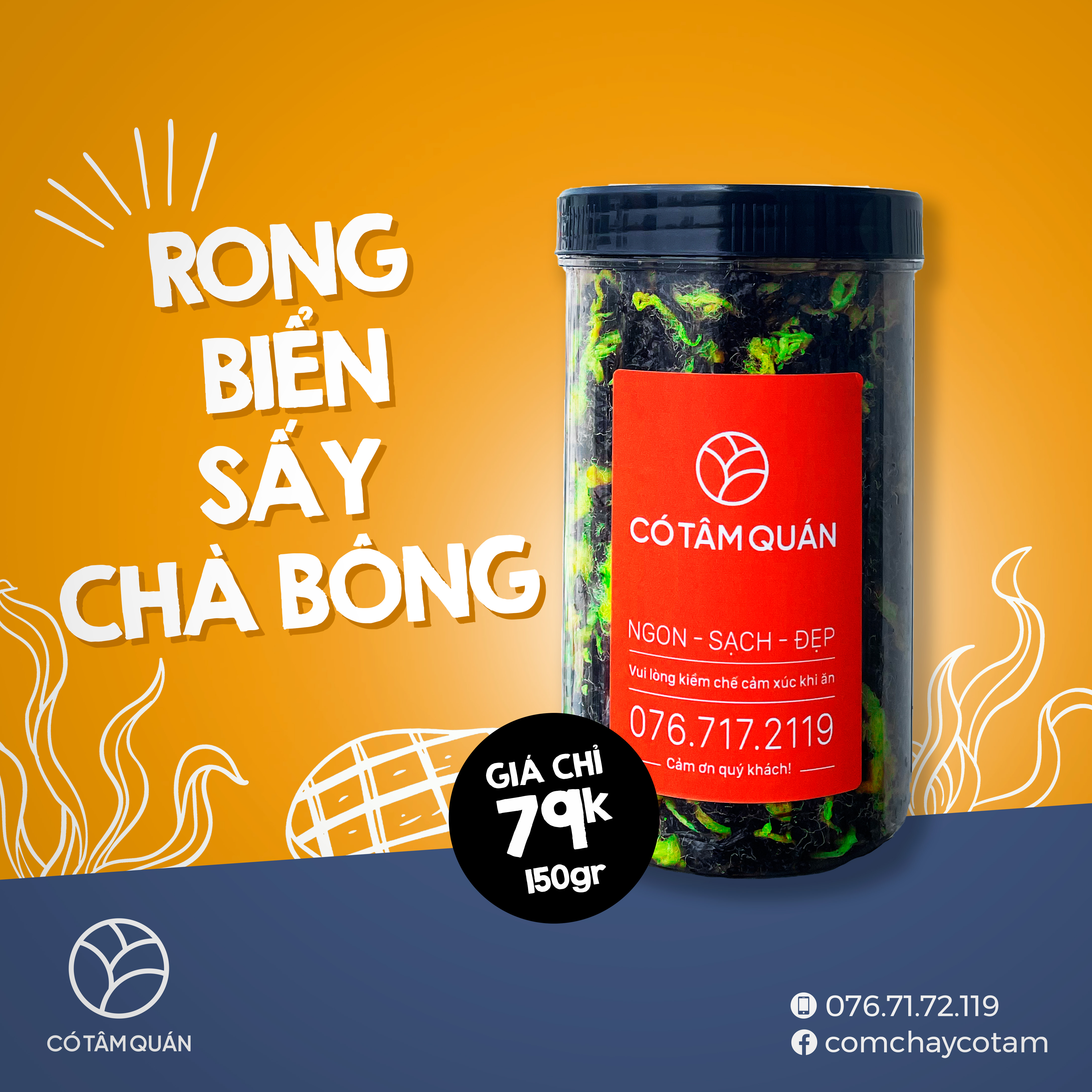 Rong biển sấy chà bông có tâm quán - healthy snack giòn rụm đậm đà