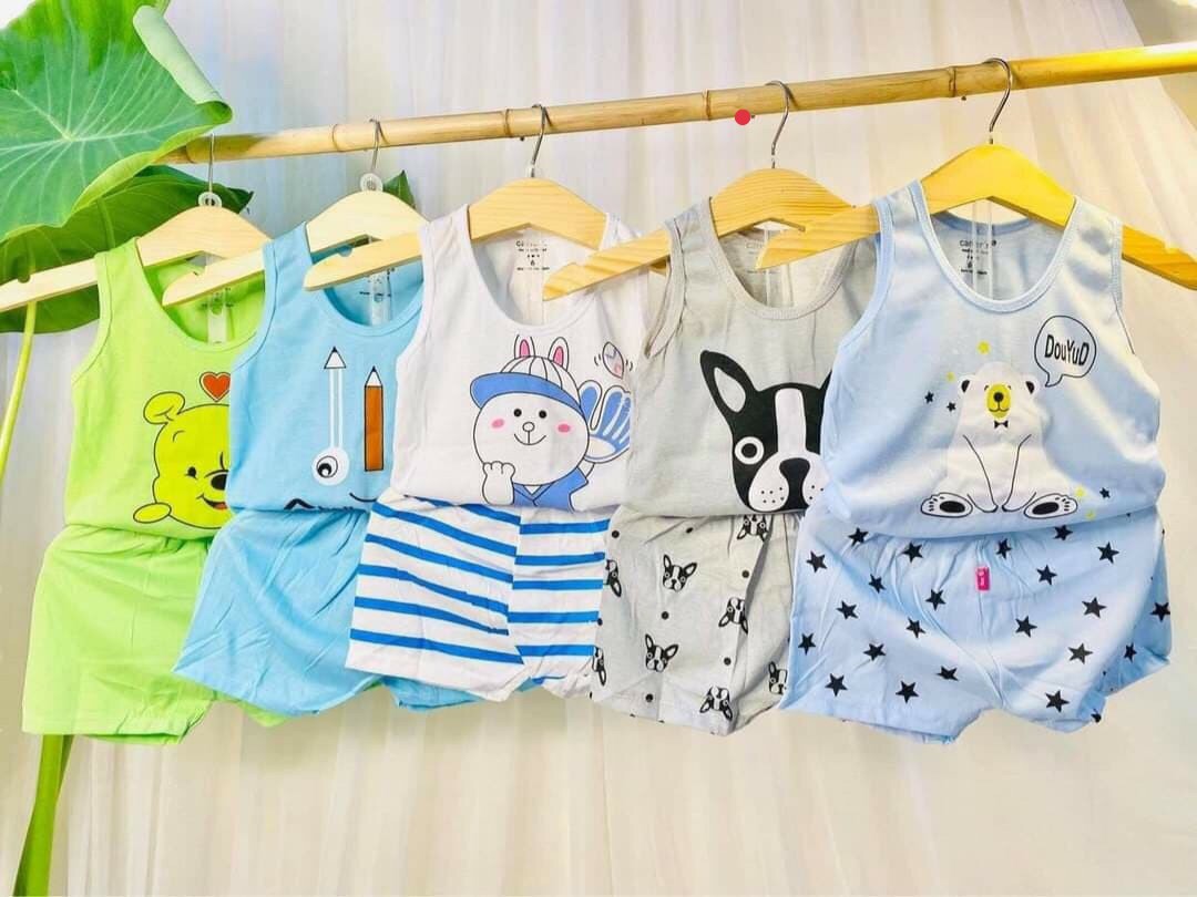 Sét 5 bộ sát nách quần đùi chó mặt xệ đáng yêu