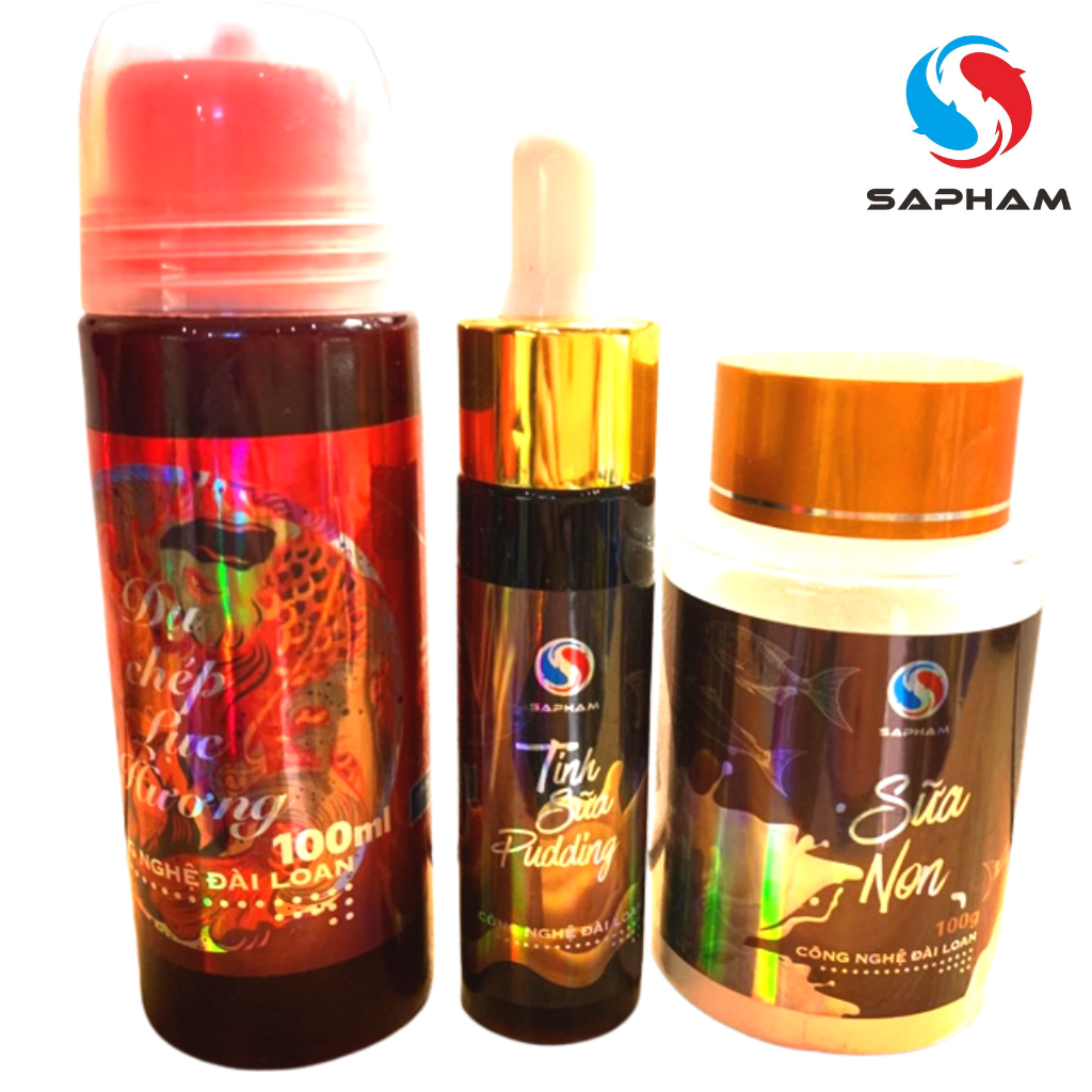 Bộ 3 Dụ chép Siêu nhậy - Tinh mùi Sa Phạm + Tinh sữa Pudding + Dụ chép lục hương Sữa non Sapham Fishing
