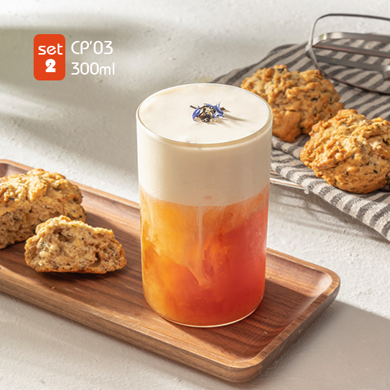 Bộ 2 ly thủy tinh chịu nhiệt Samadoyo CP03/2 300ml - Bộ 2 cốc thủy tinh dùng được nóng lạnh Samahome Shop