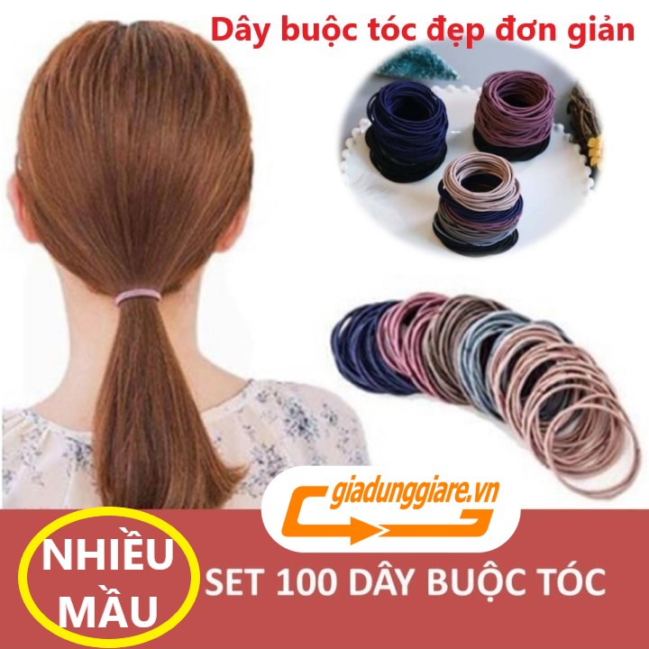 Set 100 Thun buộc tóc, dây cột tóc phong cách Hàn Quốc