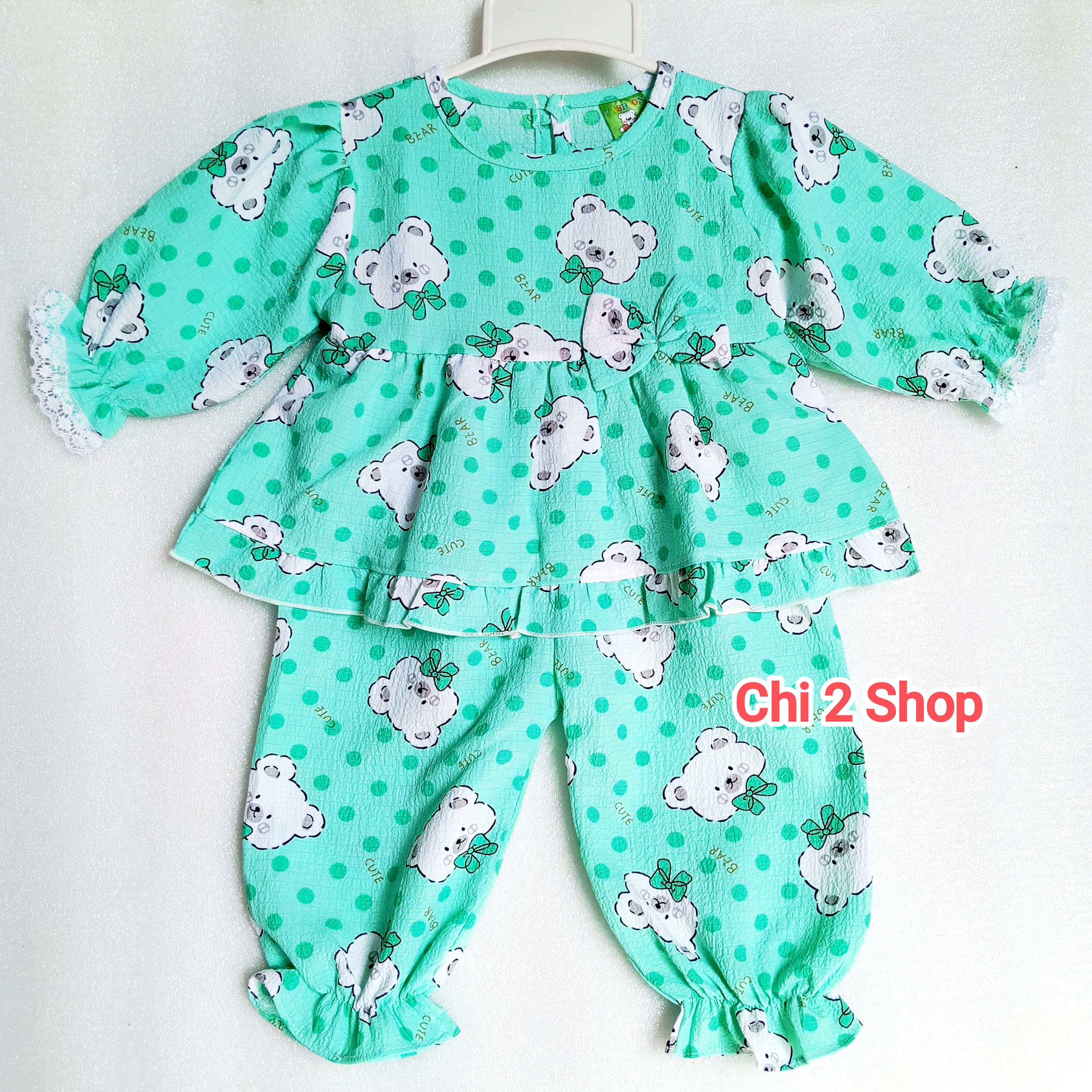 Girls' Long-Sleeved Clothes C2H08, (5-11kg), Rice Foam Set, Newborn Children's Clothes, Children's Clothes under 3 Years Old, Cheap, Cool Home Clothes - 2