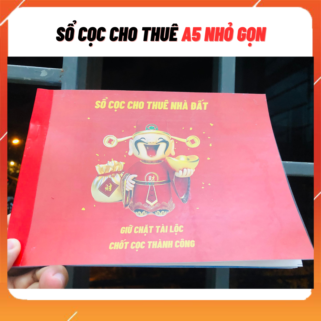 Sổ cọc CHO THUÊ nhà đất, căn hộ, mặt bằng, phòng trọ khổ giấy A5 nhỏ gọn tiện lợi, giấy 3 liên chất lượng cao, viết 1 bản thành 3 bản không cần giấy than.