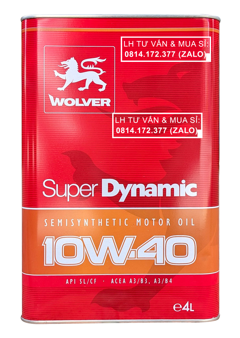 CAN 4L DẦU NHỚT OTO, XE HƠI WOLVER SUPER DYNAMIC 10W40 SL/CF ( MADE IN GERMANY)