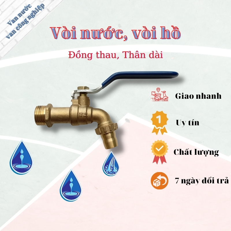 vòi nước, vòi hồ, vòi khóa nước chất đồng thau phi 21