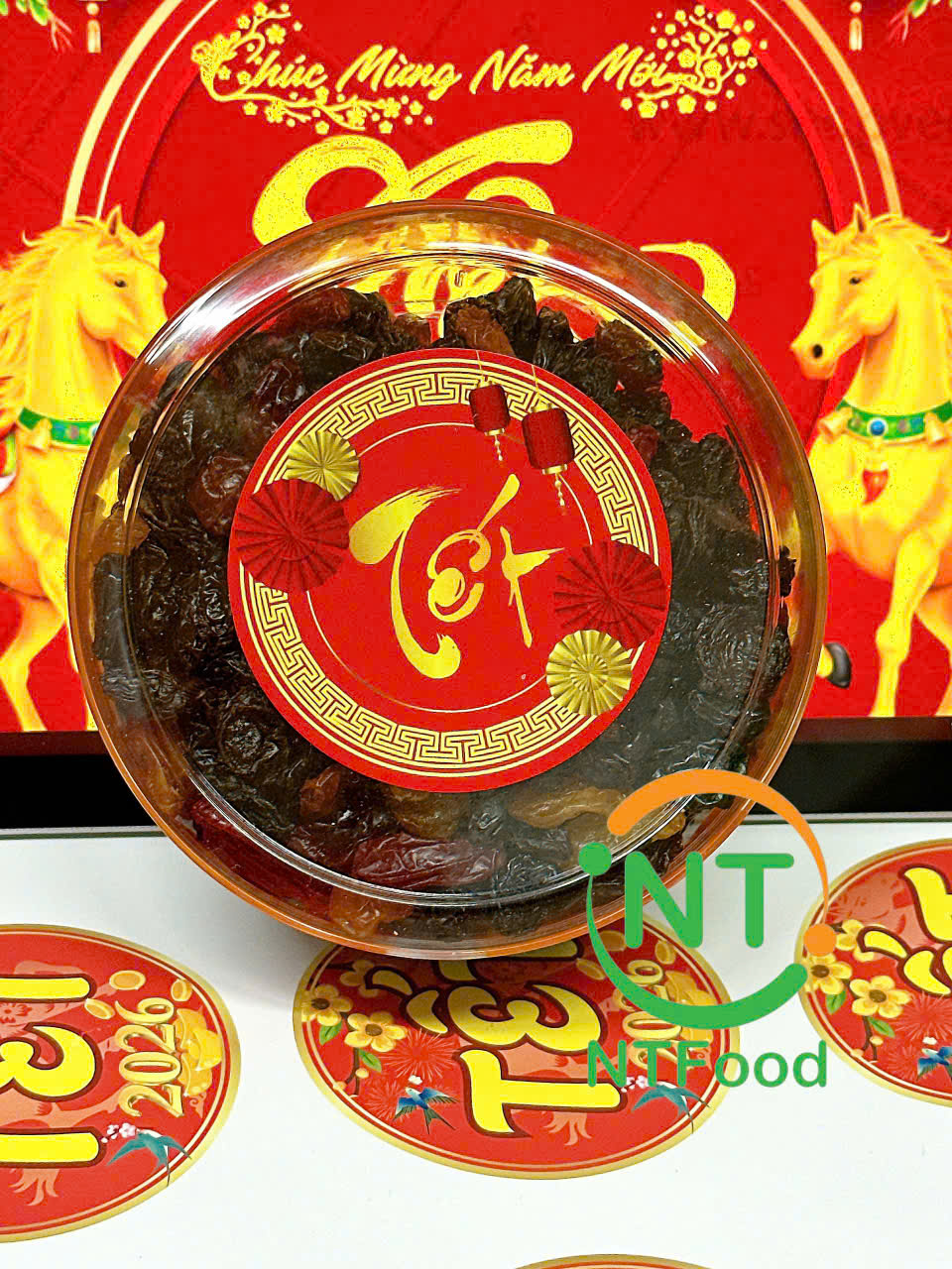 [TẾT Bính Ngọ] Nho Khô Chile Mix NTFood - Hộp Tròn Nhỏ - 230g - Nhất Tín Food