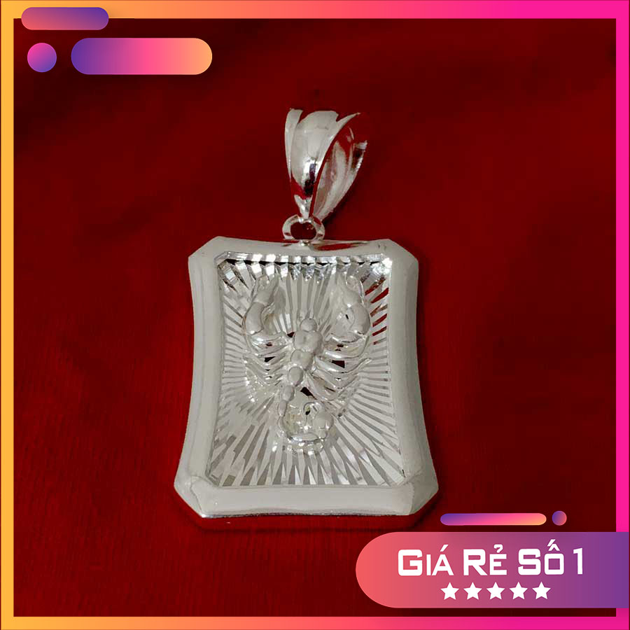 Mặt dây chuyền nam bạc hình chữ nhật gắn BỌ Cạp chất liệu bạc thật không xi mạ, phong cách nam tính phù hợp với mọi lứa tuổi
