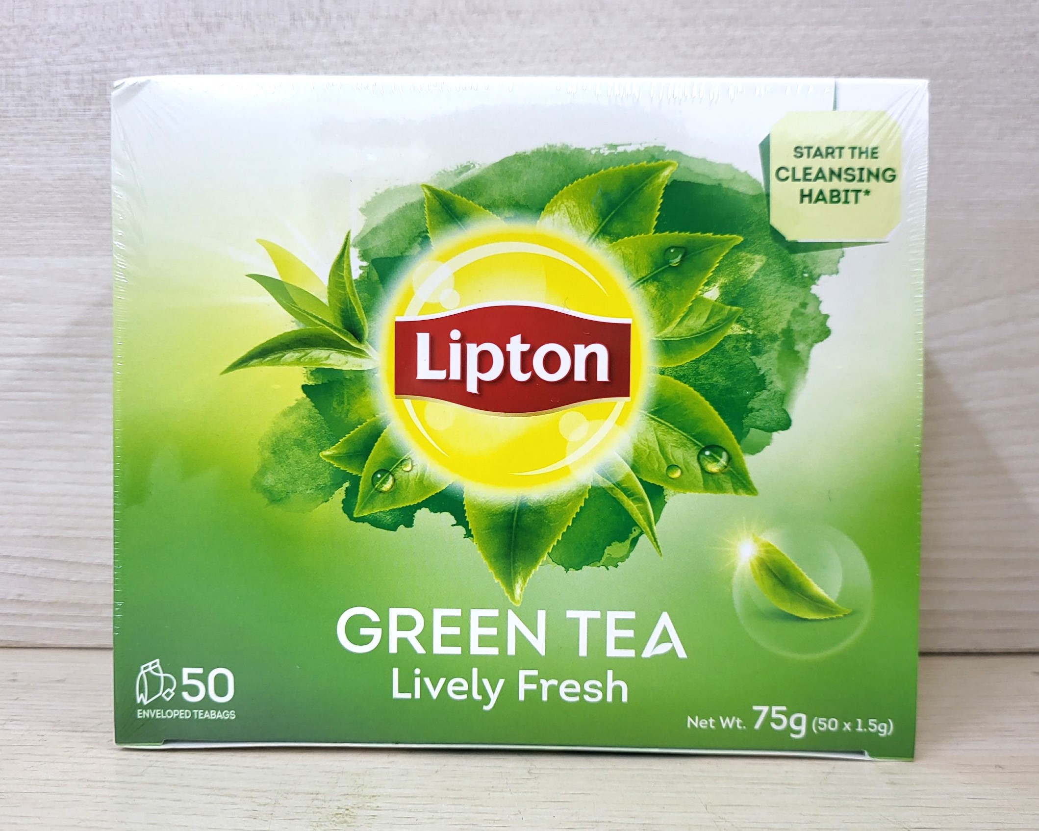 LIPTON hộp 75g 50 túi lọc TRÀ XANH TƯƠI MỚI Green Tea Lively Fresh TeaBags