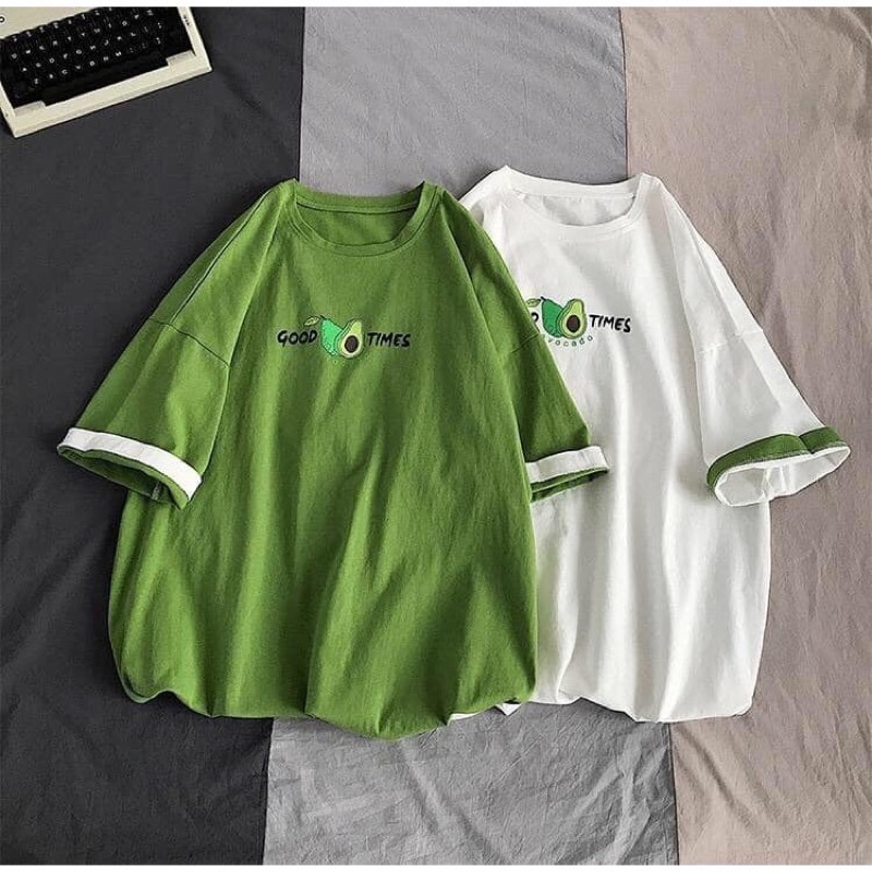 Áo thun tay lỡ form rộng họa tiết trái bơ - Áo phông Unisex nam nữ đều mặc được