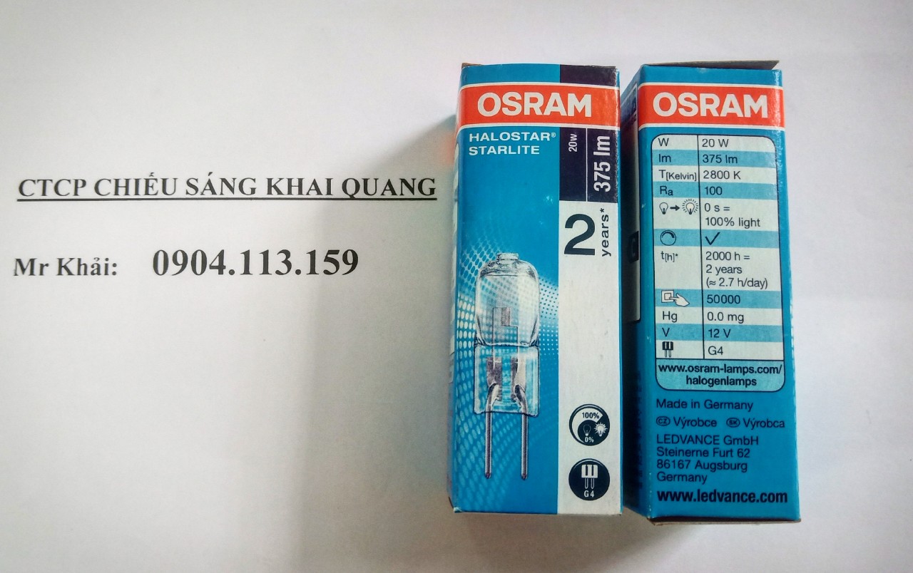 (SALE) Bóng halogen 12V 20W 64425S OSRAM đui G4