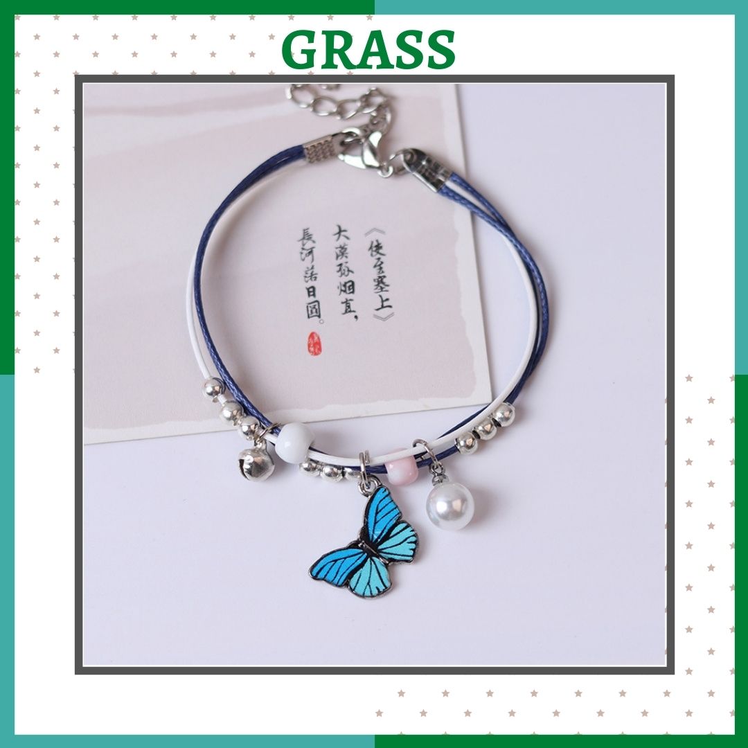 Vòng tay nhiều lớp mặt hình bướm điều chỉnh được dành cho bạn nữ