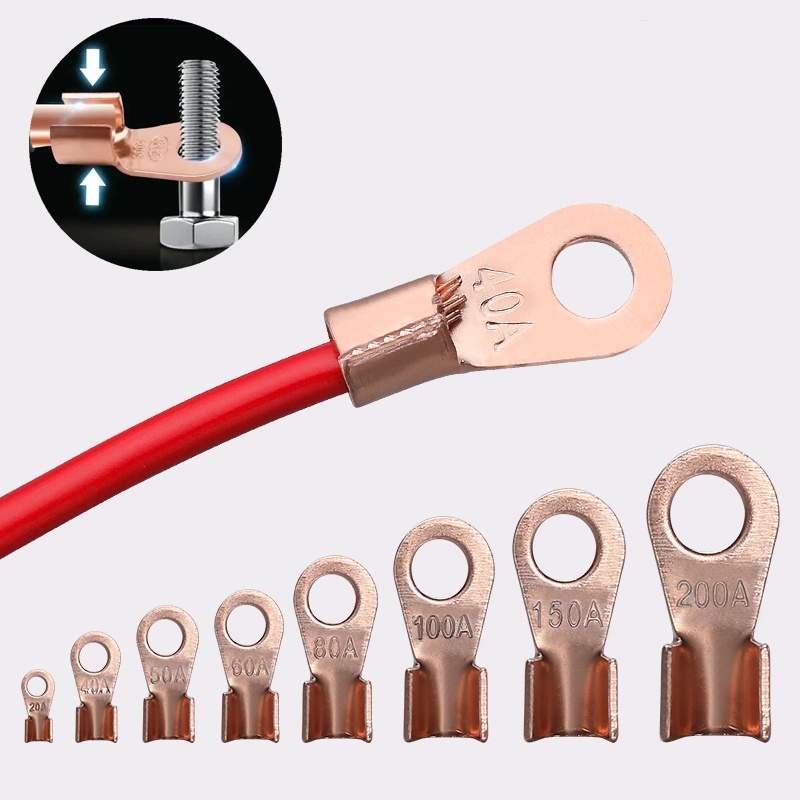 10 cái loại đồng mở kết nối mũi đầu nối cáp thiết bị đầu cuối uốn vòng cáp dây đầu kết nối thiết bị đầu cuối