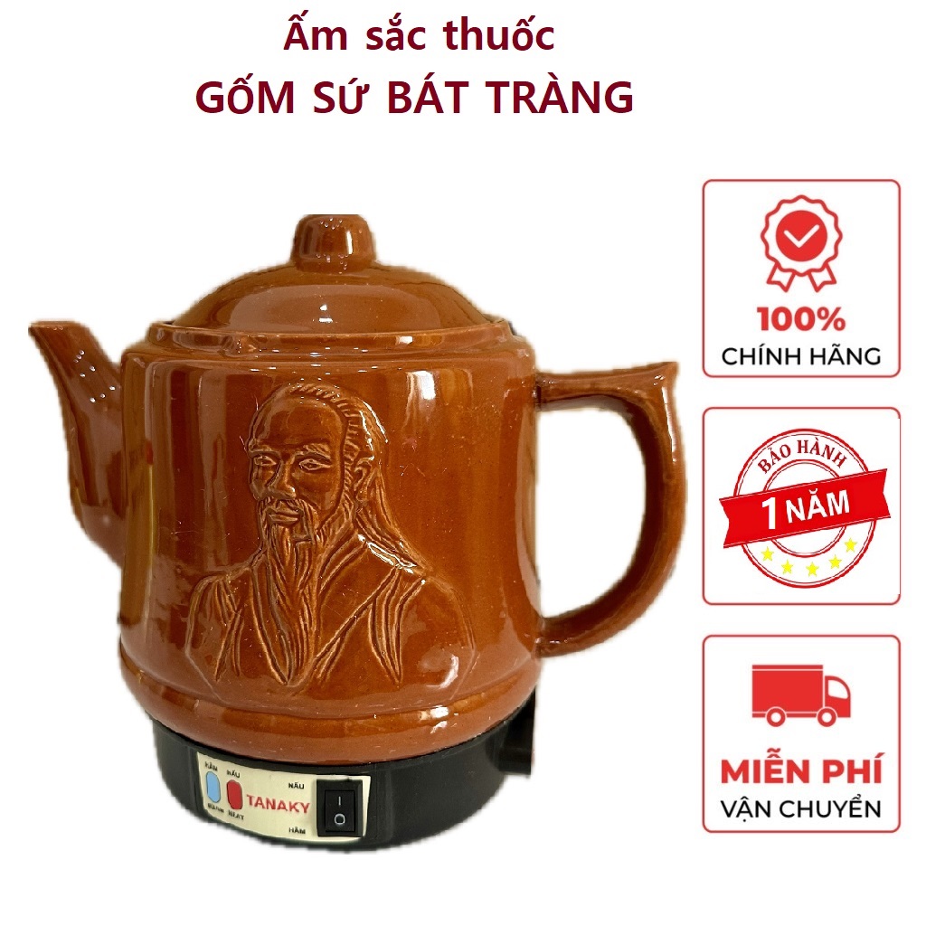 Ấm sắc thuốc tự động, Siêu sắc thuốc điện GỐM SỨ BÁT TRÀNG Fujishi 2 chế độ nấu hâm nóng