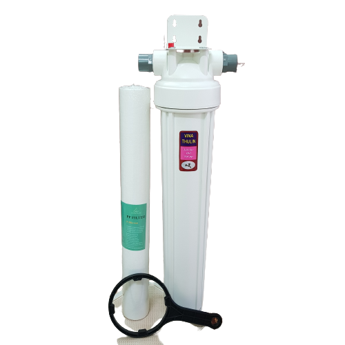 Cốc lọc nước 20 inch VINATHULIN xanh/trắng/trong lắp hoàn chỉnh giá treo và lõi lọc