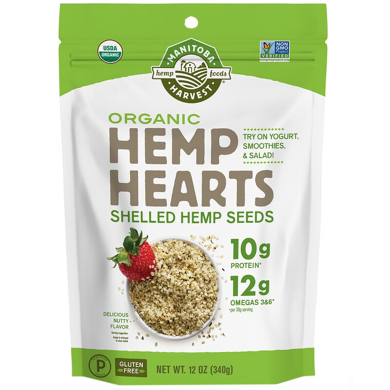 Hạt gai dầu hữu cơ Manitoba Harvest Hemp Hearts Organic Shelled Hemp Seeds Delicious Nutty Flavor 12 oz