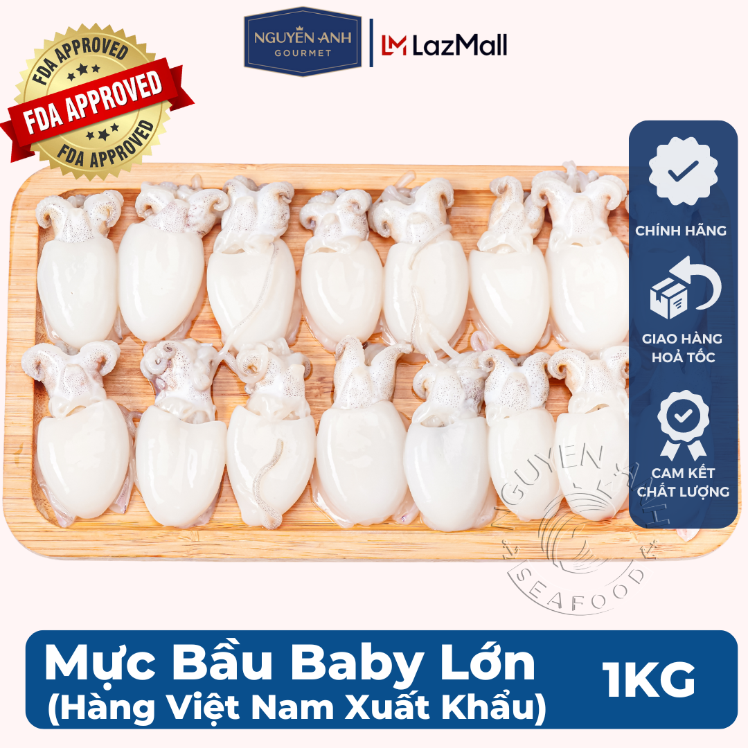 Mực bầu baby Nguyên Anh đặc sản Phú Quốc hải sản tươi sống như cá, tôm tươi, mực tươi loại 500gr Hải Sản Nguyên Anh.
