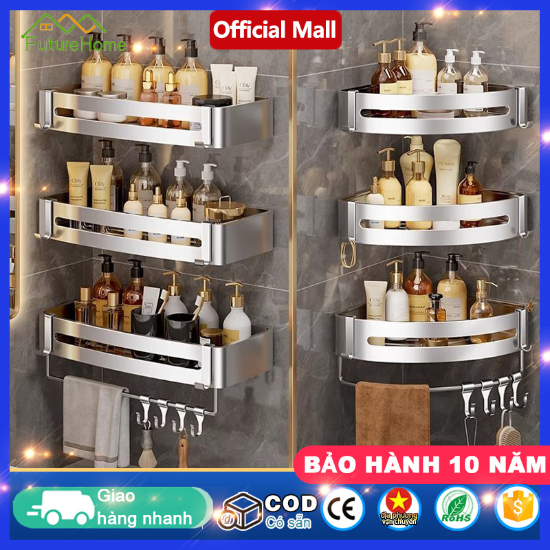 FHM Kệ góc phòng tắm Thép không gỉ phòng tắm Square Rack Tải trọng siêu mạnh Chiều cao đa lớp Cài đặt ngẫu nhiên Thép không gỉ không thấm nước chống ăn mòn chống gỉ