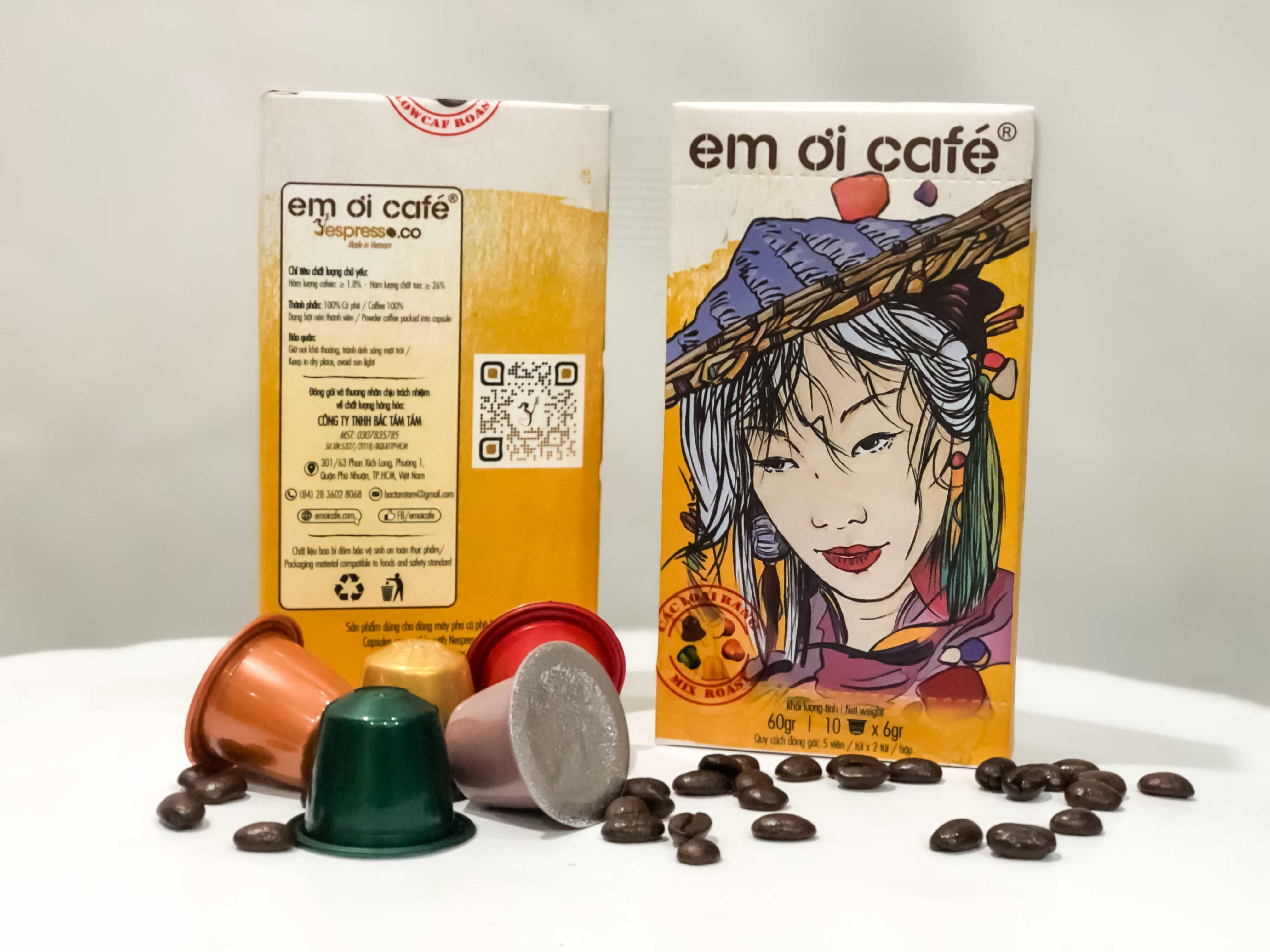 Viên nén cà phê "em ơi café" - hộp 10 viên mix 5 vị rang
