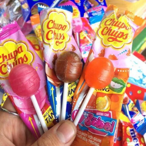 Combo 7 chiếc kẹo mút chupa chups nhân thổi big babol 15g mini