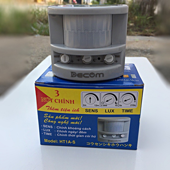 Báo động chống trộm hồng ngoại 3 nút chỉnh Decom, Thiết bị báo động hồng ngoại chống trộm HT1A tích hợp còi báo động công suất lớn, khoảng cách cảm biến xa