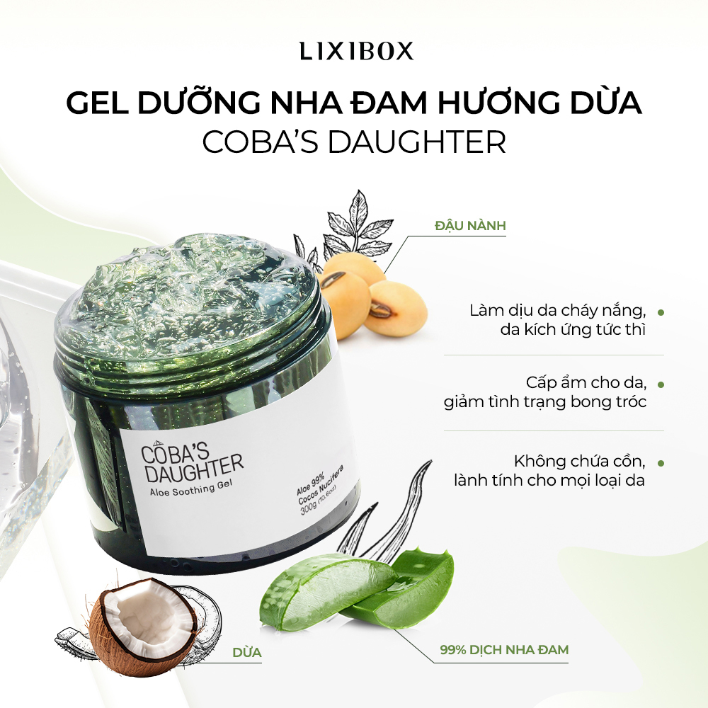 Gel dưỡng da nha đam hương dừa coba’s daughter aloe soothing gel 300gr