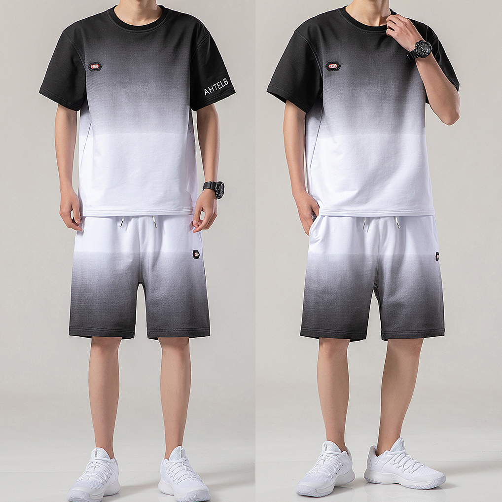 [ Free Ship Max ] Bộ Quần Áo Loang Màu Nam Áo Tay Ngắn Cổ Tròn AHTELB Phối Quần Short Đùi Lưng Chun Phong Cách Trẻ Trung Cá Tính Năng Động  GLAMOUR MEN QA 086