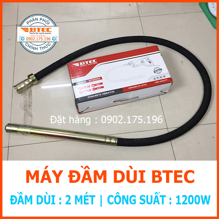 Máy đầm dùi bê tông Btec BT6205A 12000w Dây đầm dùi dài 2 mét