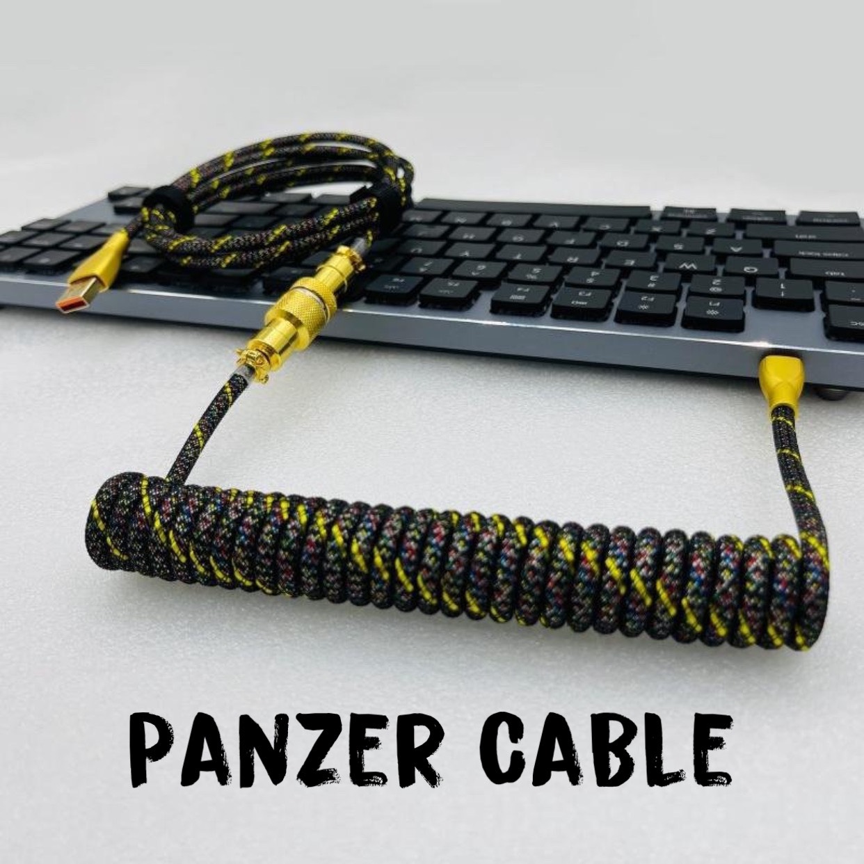 Dây cáp cho bàn phím cơ Type-C hiệu Panzer Cable, dây dù Polyethylene cao cấp, đầu cắm USB A kim loại, trục nối GX12