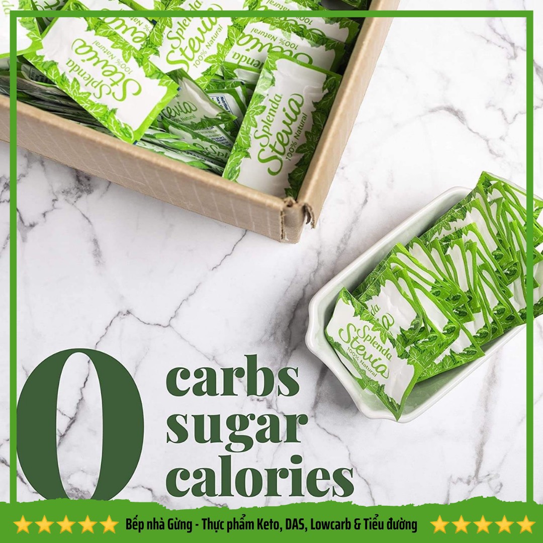 Combo 100 gói Đường ăn kiêng Stevia cỏ ngọt cho người tiểu đường, keto…