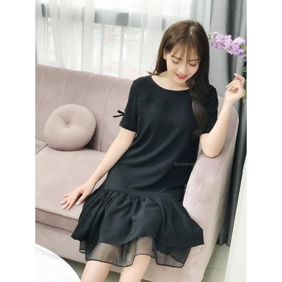 Váy bầu mùa hè V34  FREESHIP  đầm bầu đuôi cá đen chất mát có khóa sau phù hợp mặc công sở dáng dài qua gối full size S/M/L