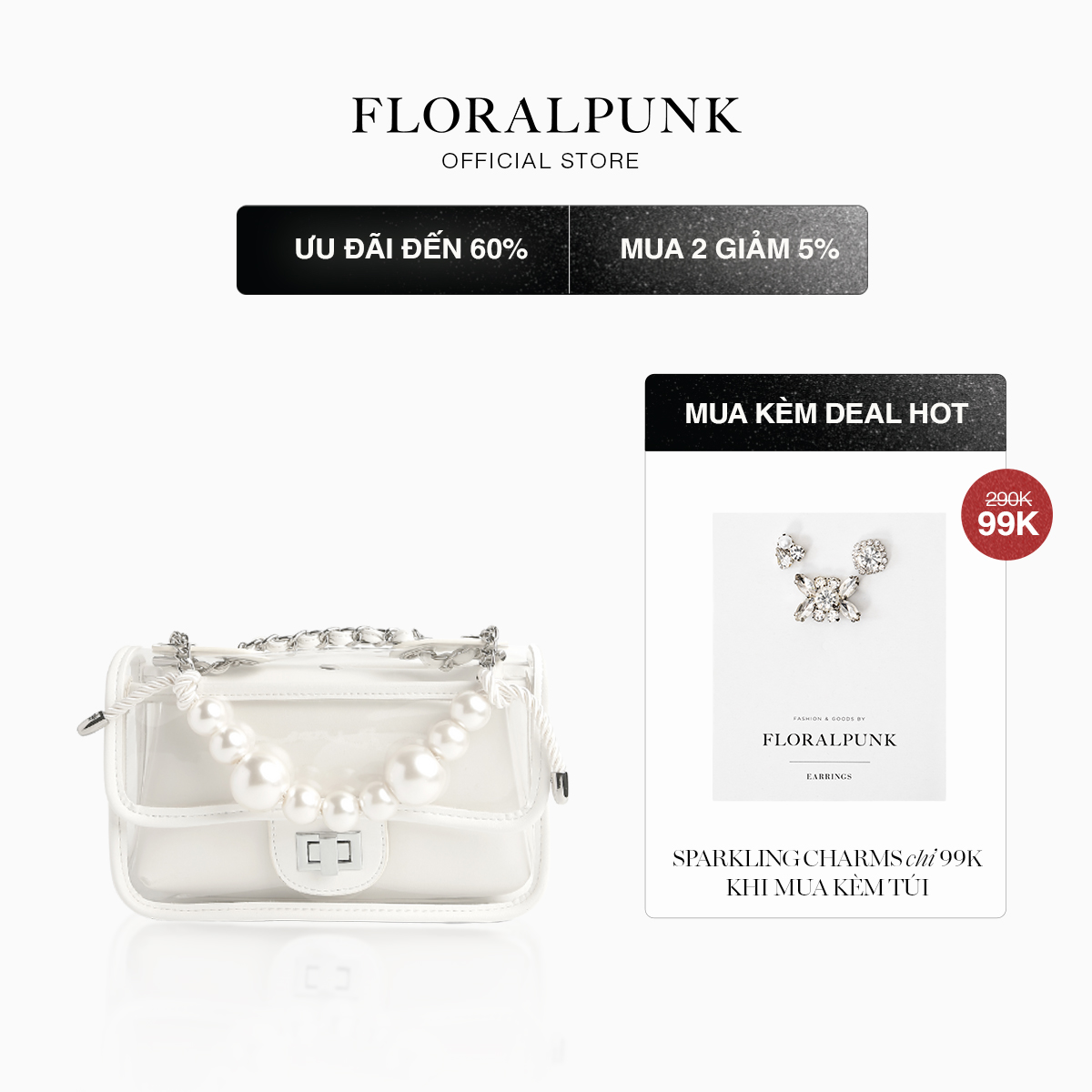 Túi xách Floralpunk Posie Bag White