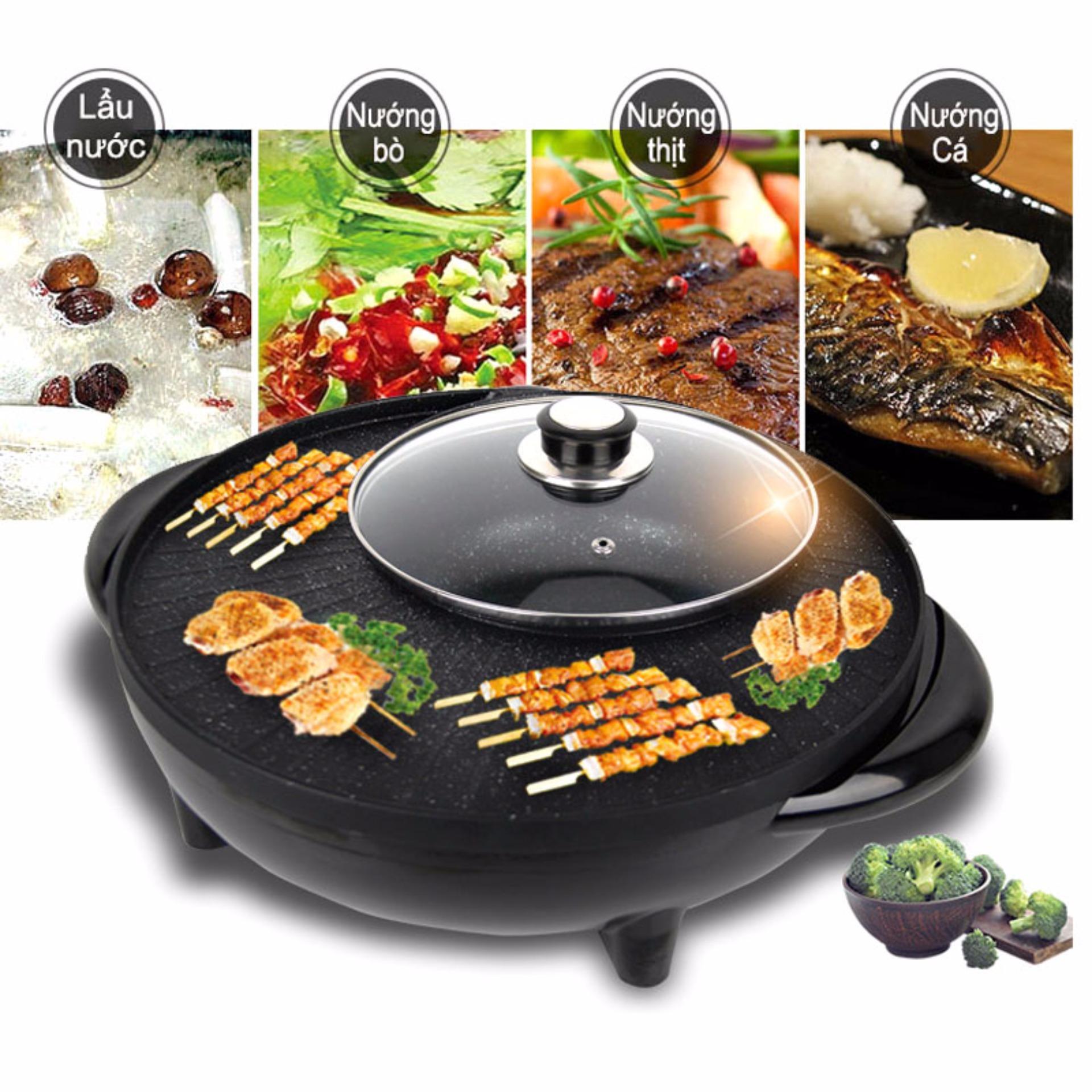 Nồi lẩu nướng 2 trong 1 osaka tiện dụng - bếp lẩu nướng điện đa chức năng