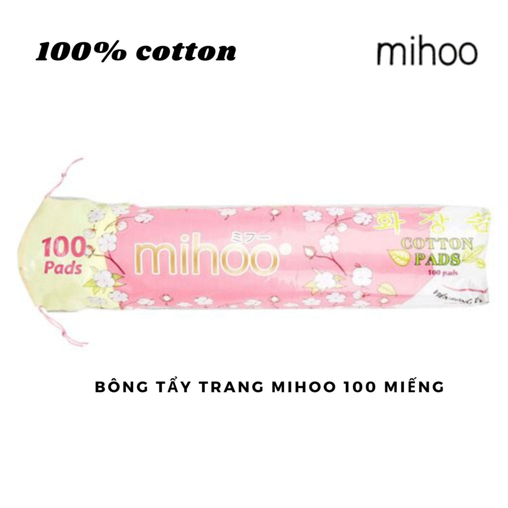 Bông tẩy trang Hàn Quốc 100% cotton Mihoo Cotton Pads 100 miếng